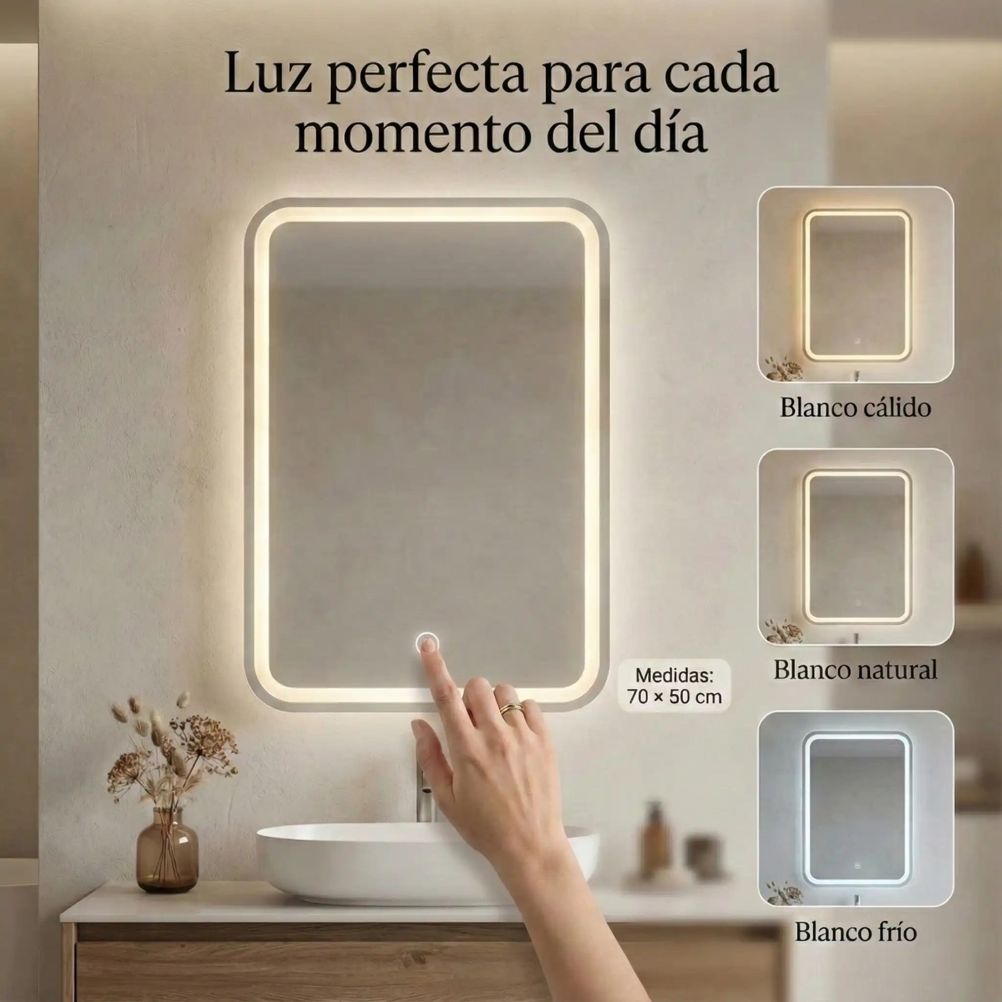 Espejo Led 3 Tonos Táctil - MyShop Internacional
