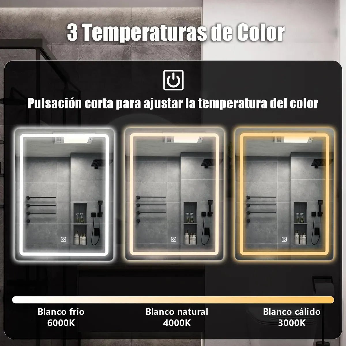 Espejo Led 3 Tonos Táctil - MyShop Internacional