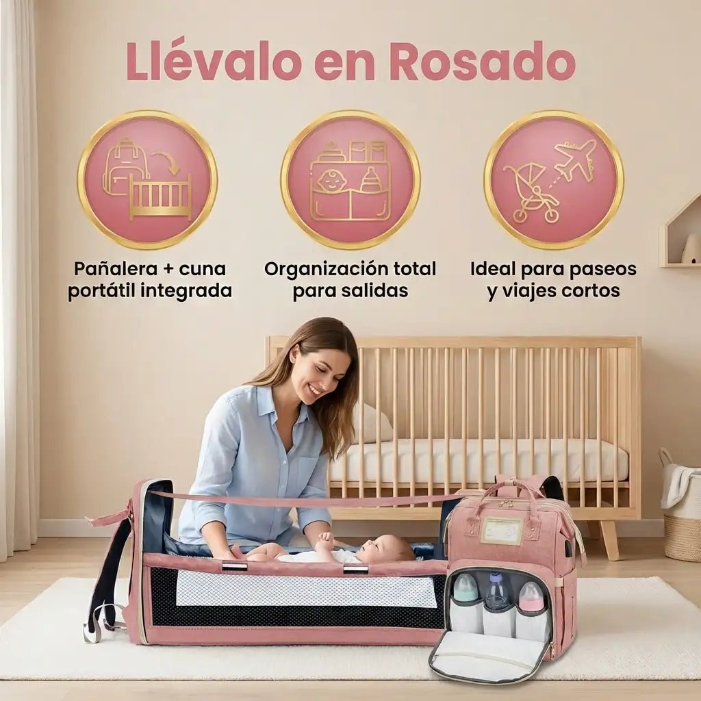 Pañalera Multifuncional 4 en 1 con Cuna Portátil - MyShop Internacional