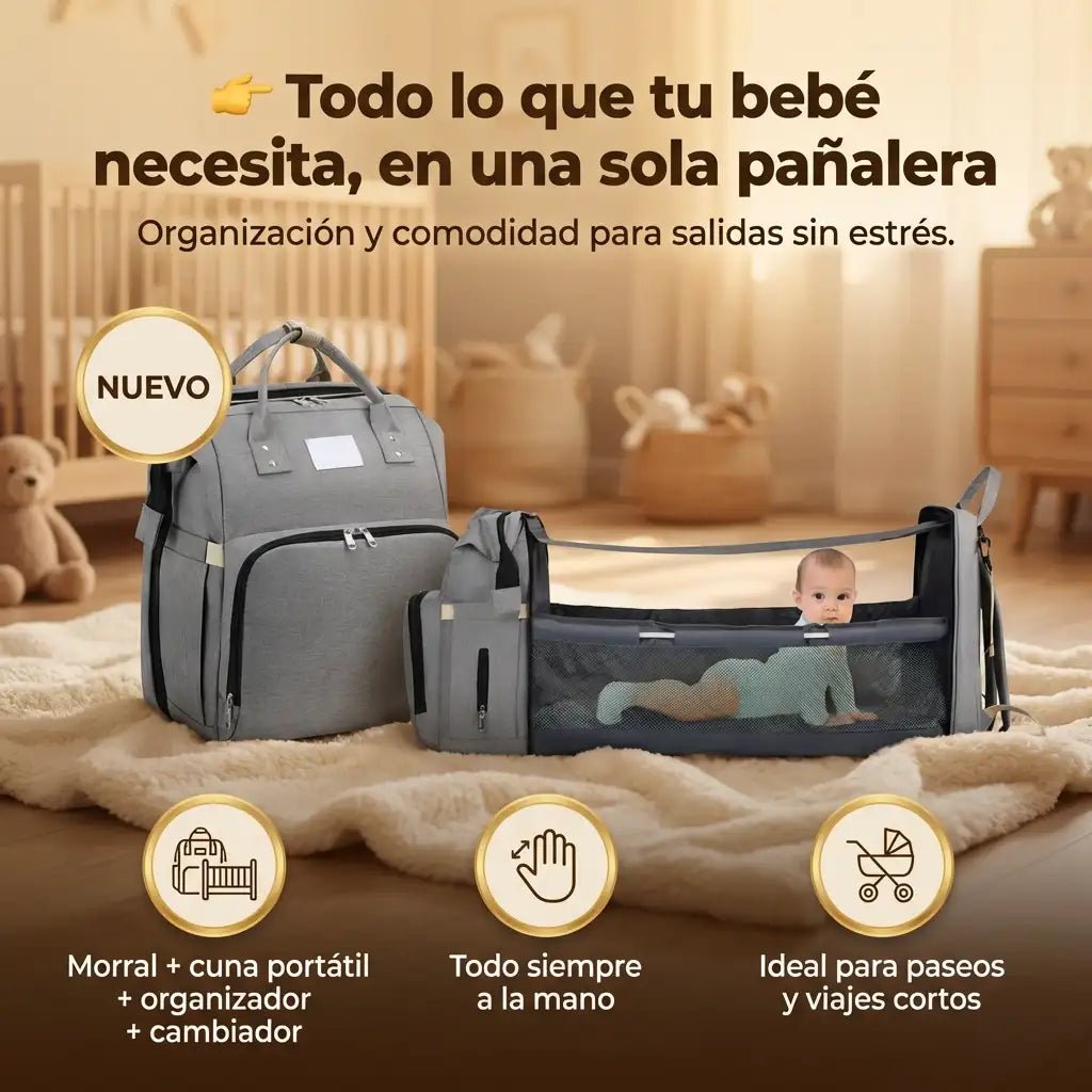 Pañalera Multifuncional 4 en 1 con Cuna Portátil - MyShop Internacional